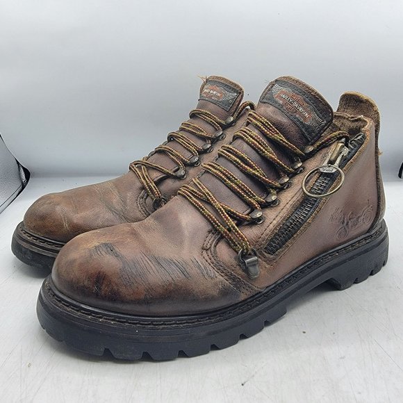 Harley Davidson Womens 7 Brown Motorcycle Boots Zippers Riding Casual Walking main image 9